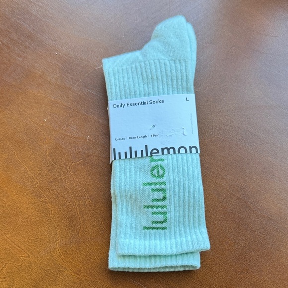 lululemon athletica Other - NWT lululemon athletica Unisex Crew Light blue with green writing Casual Socks